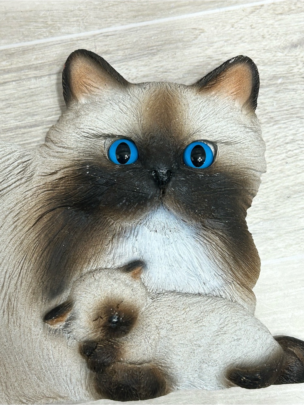 Vintage Siamese Cat & Kitten Wall Plaque Blue Eyes